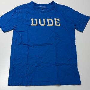 Jcrew Factory Crewcuts Royal Blue 'DUDE' Graphic Tee with Yellow Trim